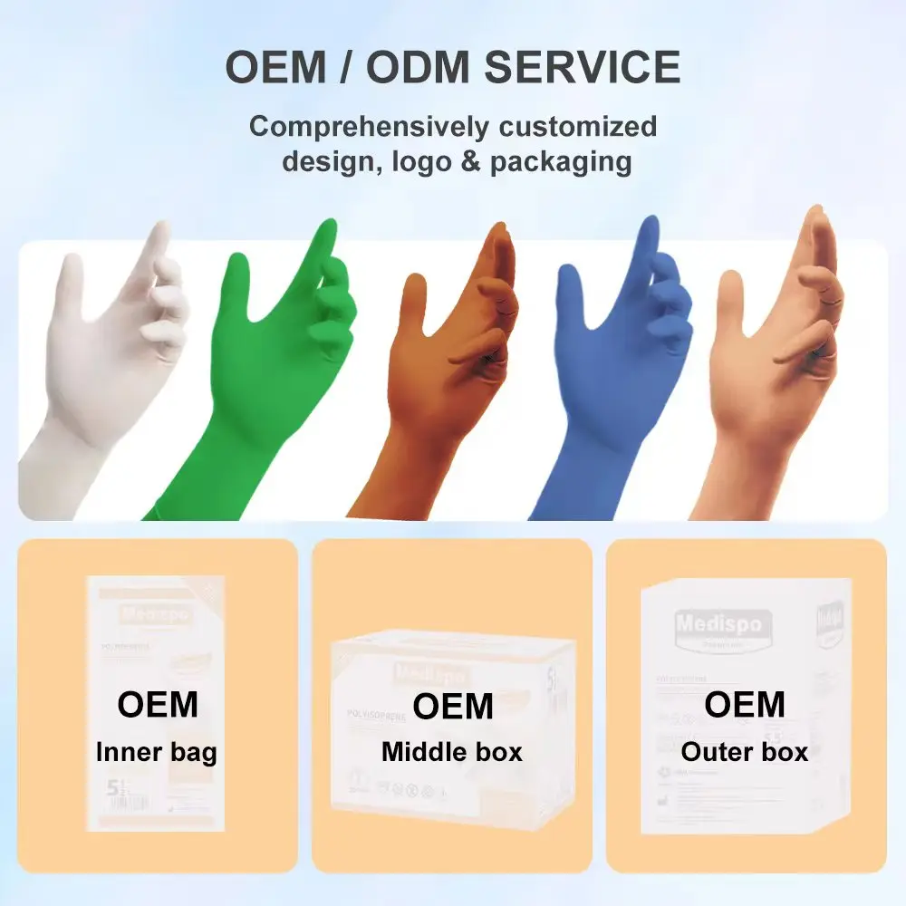 CE ISO certified surgical latex hospital medical grade white and green double glove
