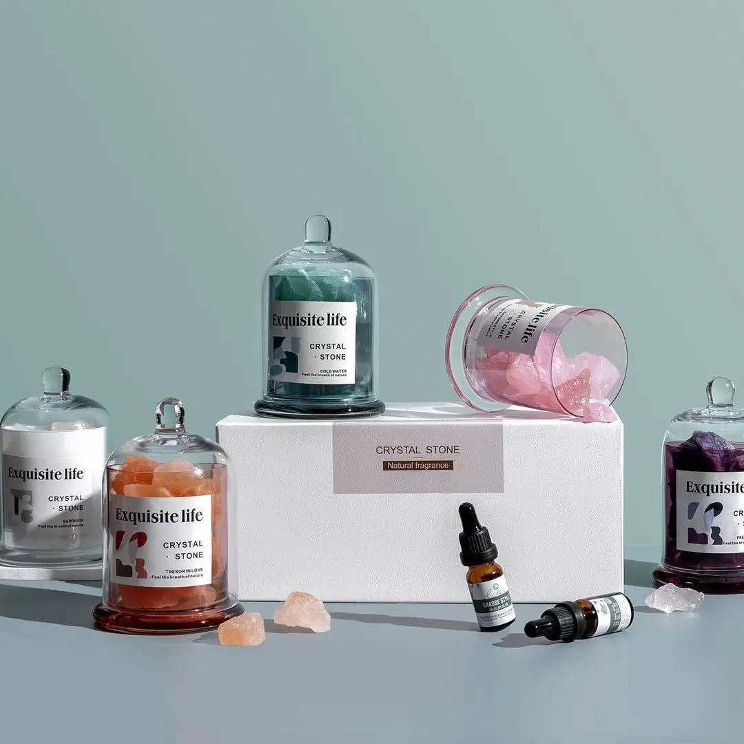 Домашний декоративный хрустальный камень, диффузор эфирного масла для ароматерапии, свеча, исцеляющий натуральный хрустальный камень со стеклянной чашкой