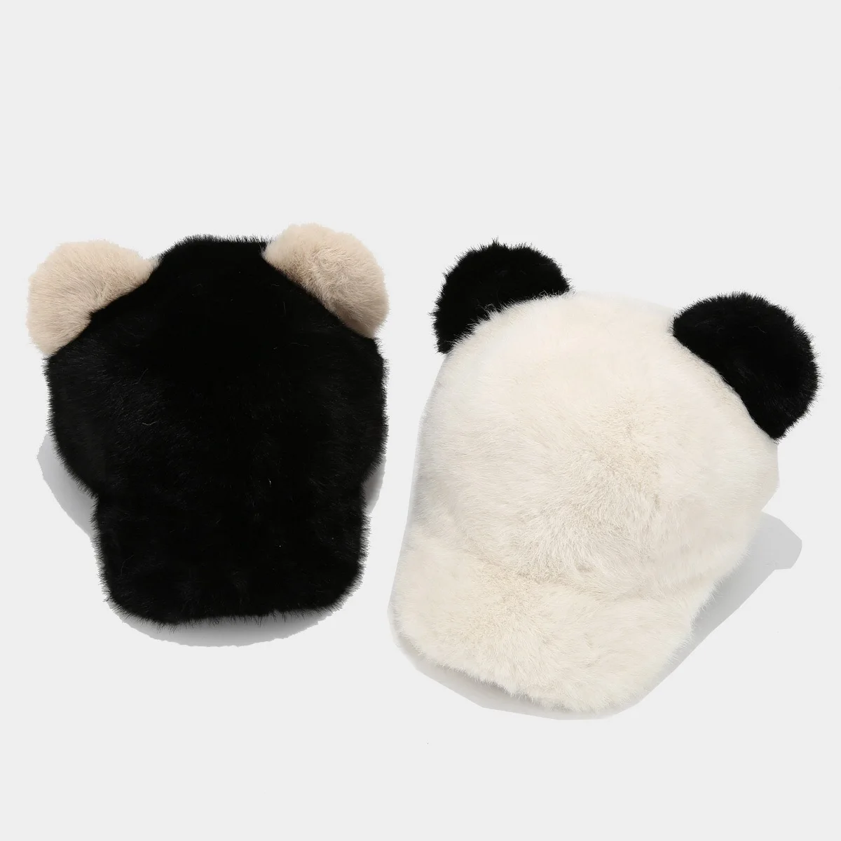 2024 New Winter Thickened Warm Panda Ears Plush Baseball Cap Women Female Cute Fashion Baseball Caps