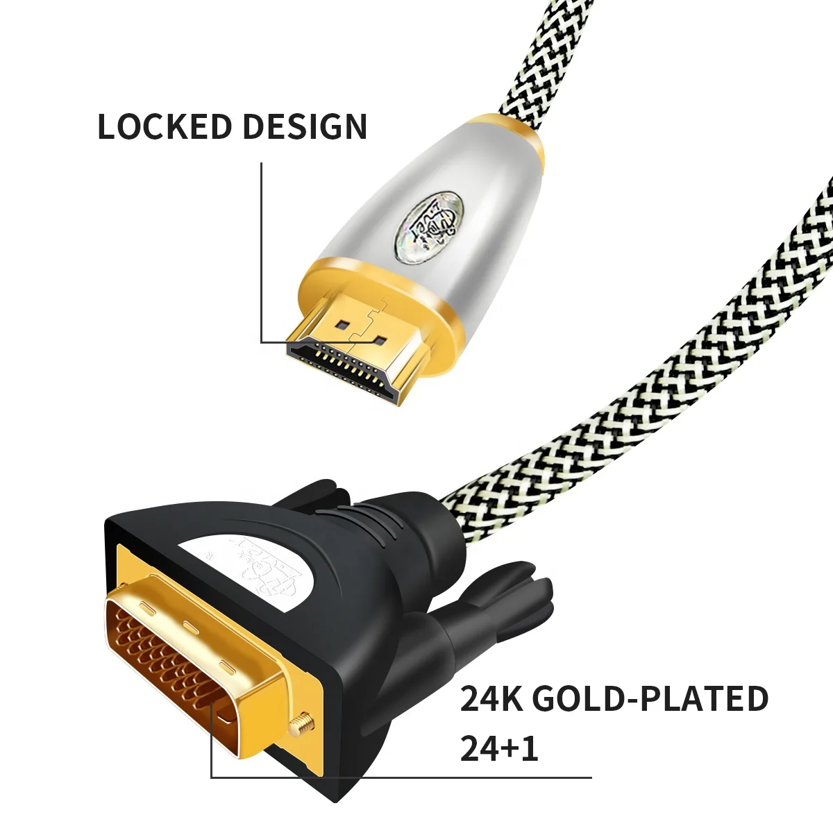 Wholesale HDMI DVI Cable 1080P 3D Factory HDMI TO DVI 24+1 Audio Video Cable for HDTV Computer