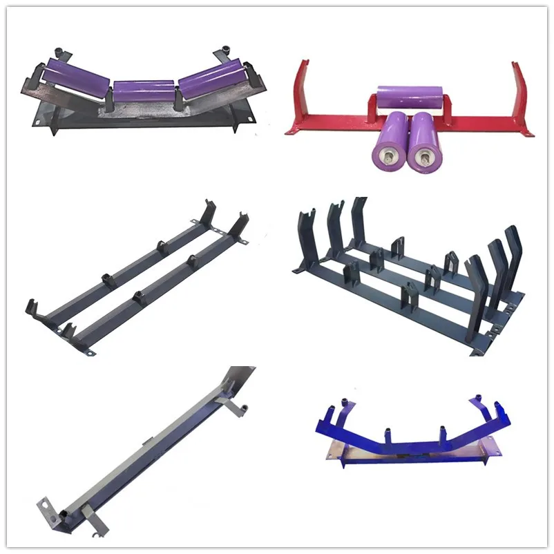Mining Coal Conveyor Belt Roller Set Mining Coal Trough Idler Rollers Set With Frame Heavy Duty Steel Conveyor Idler Roller