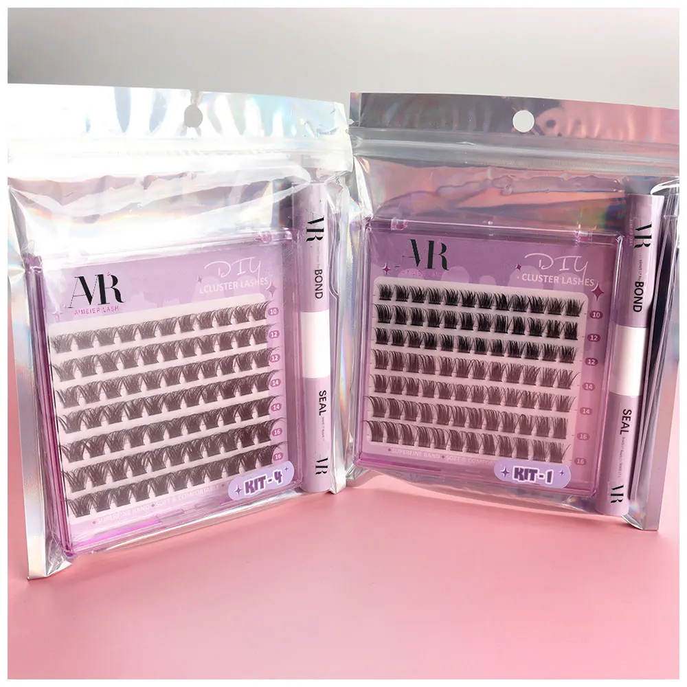 Bulk Cluster Lashes Fluffy Private Label Natural D Curl Cluster Lash Kit Korean PBT Segments Glue And Tweezers Clusters Lashes