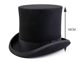 Custom Made Black Magician Butler Formal Costume Hats Docker Hat Ribbon for Bow Customized Top Hat Recommend Home Use Formal YC