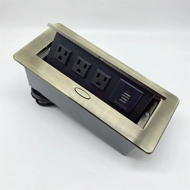 Американская Встроенная Античная бронзовая мебель для рисования, Настольная розетка, 2 розетки переменного тока, 2,1 А, USB-зарядное устройство, Настольная розетка для конференций