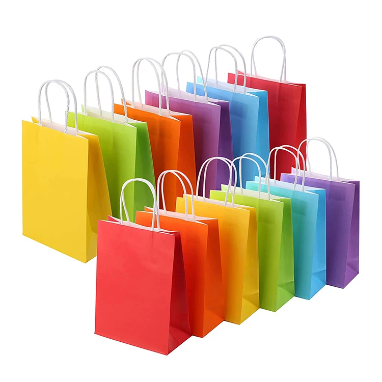 Manufacturer Cheap Customized Handle Assorted Color Party Favor Gift Shopping Carry Kraft Mini Small Paper Bag