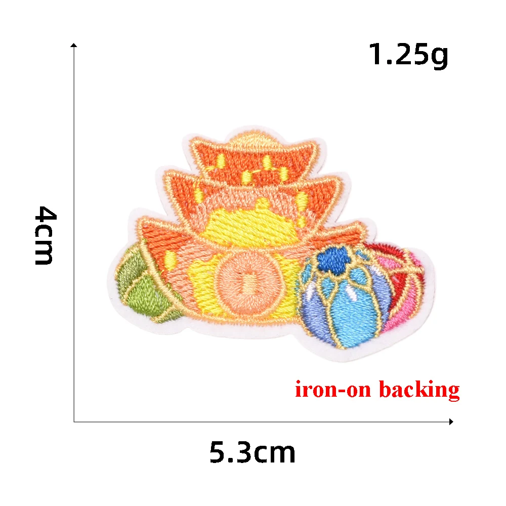 Chinese element style new year ingot lantern design embroidery decoration patches