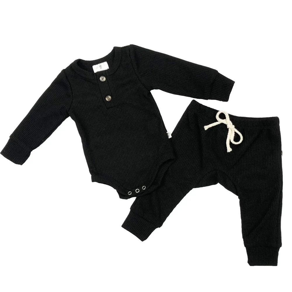 New Sports Style Trendy Cool Summer Autumn Pure Cotton Newborn Baby Unisex Toddler Apparel Romper Clothes Two Piece Set
