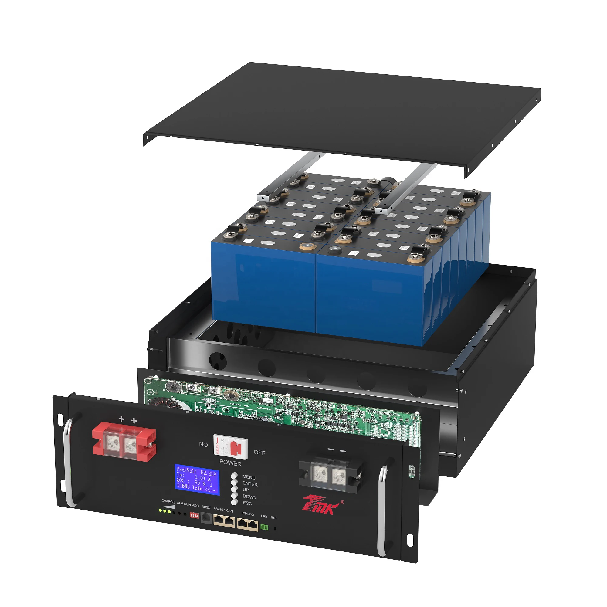 LiFePO4 lithium ion Solar battery 48V 51.2V Energy Storage Rack Mounted 50AH for Solar System