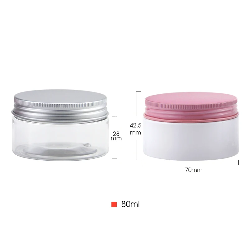 Custom Clear Pink Empty 50g 80g 100g 250g 4Oz Wide PET Plastic Honey Container lids Packaging Skin Care Face Cream Cosmetic Jar