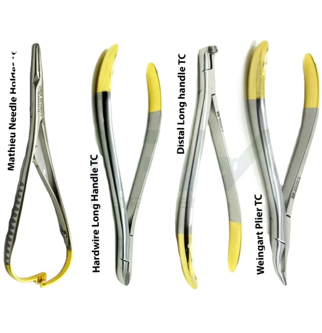 
4 Pcs Set Dental Orthodontic Pliers MATHIEU NEEDLE Weingart Aderer How Tweed distal Adam Nance Pliers Bird Beak Plier 