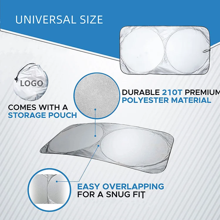 Xiangta Universal Auto Sunshade Front Window Windshield Cover Black Silver Foldable Cloth Various Car Models Including Tesla