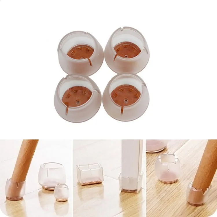 Table Chair Leg Caps with Felt Bottom Silicone Chair Leg Covers for Mute Furniture Moving Elastic Silicone Protection Cover