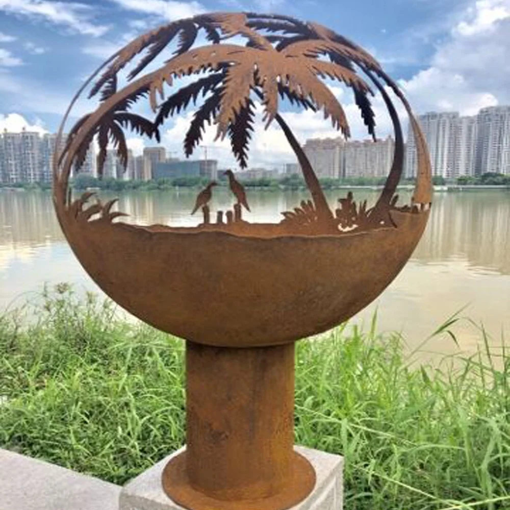 Wholesale Outdoor Garden Bbq Camping Corten Steel Metal Black Giant Smoke Free Backyard Fire Pits Hemisphere