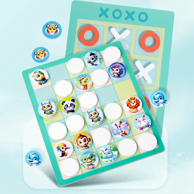 CPC CE EN71 Wooden Tic Tac Toe Mini Family Board Games Classical Puzzle Xo Chess Board Strategy Board Game