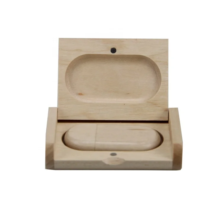 Wholesale China factory handmade natural color maple wooden box usb flash drive