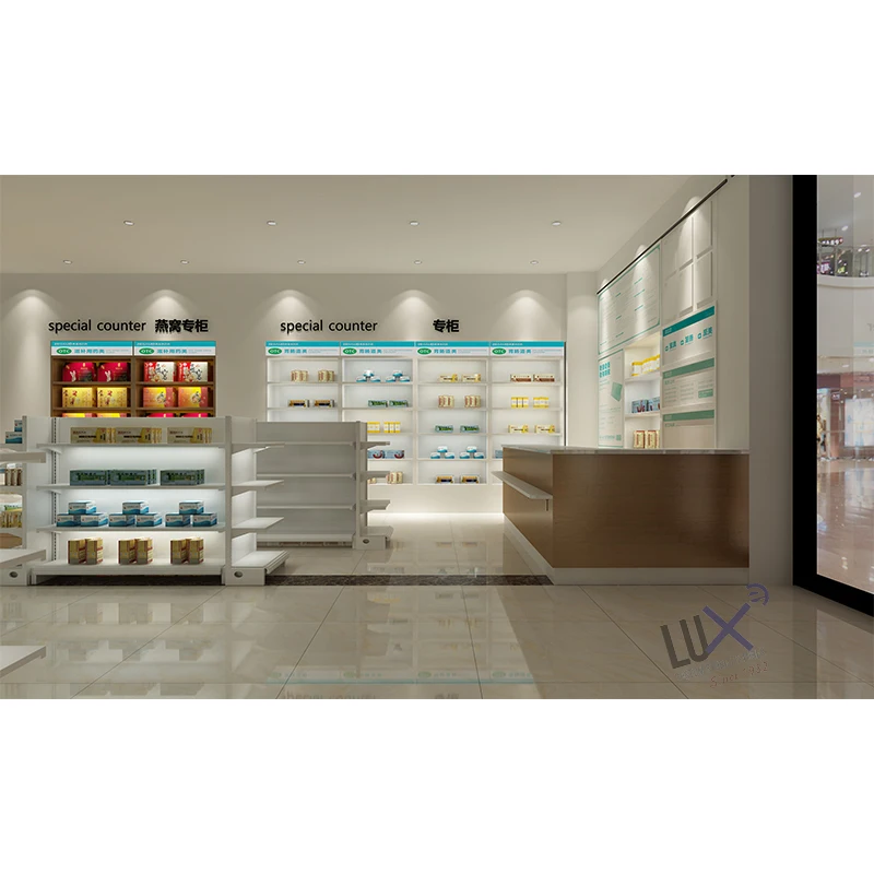 Customized Design Modern Shop Decoration Retail Pharmacy Shop Interior Design