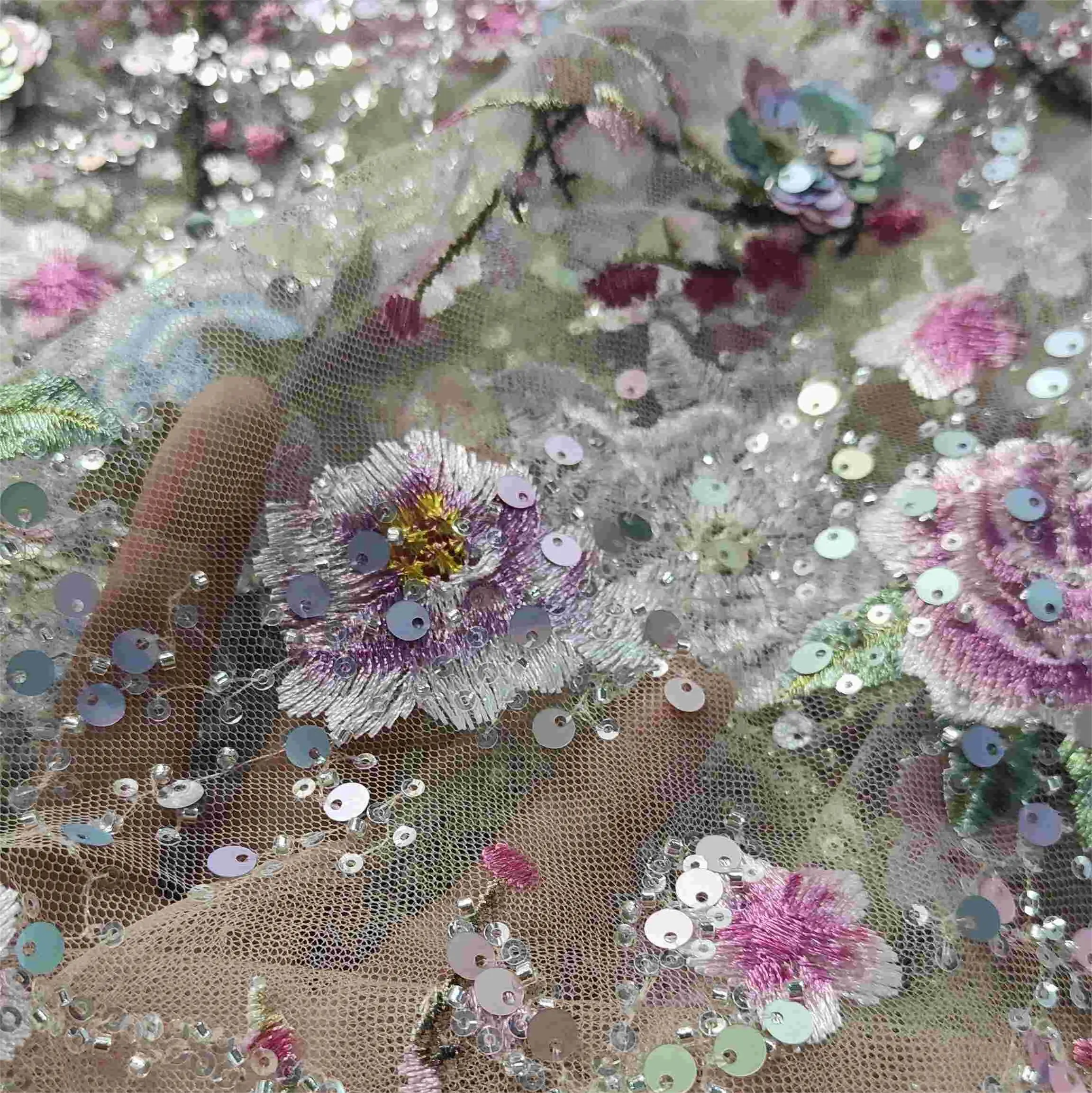 High Quality African Sequins Lace Fabric Golden Net Embroidery Tulle Lace Fabric For Nigerian Wedding Party Dress