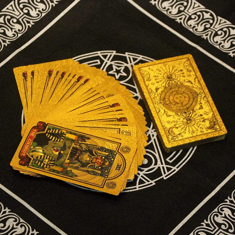 Hot Selling Sun backside  Gold Foil Tarot Card Waterproof PVC Plastic Printing Tarot Divination Board Game