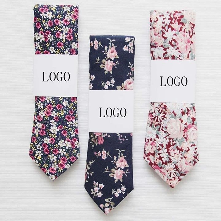 Novelty Floral Cotton Tiebowtie Handkerchief Flower Lapel Pin Gift Set for Men Premium Quality Necktie