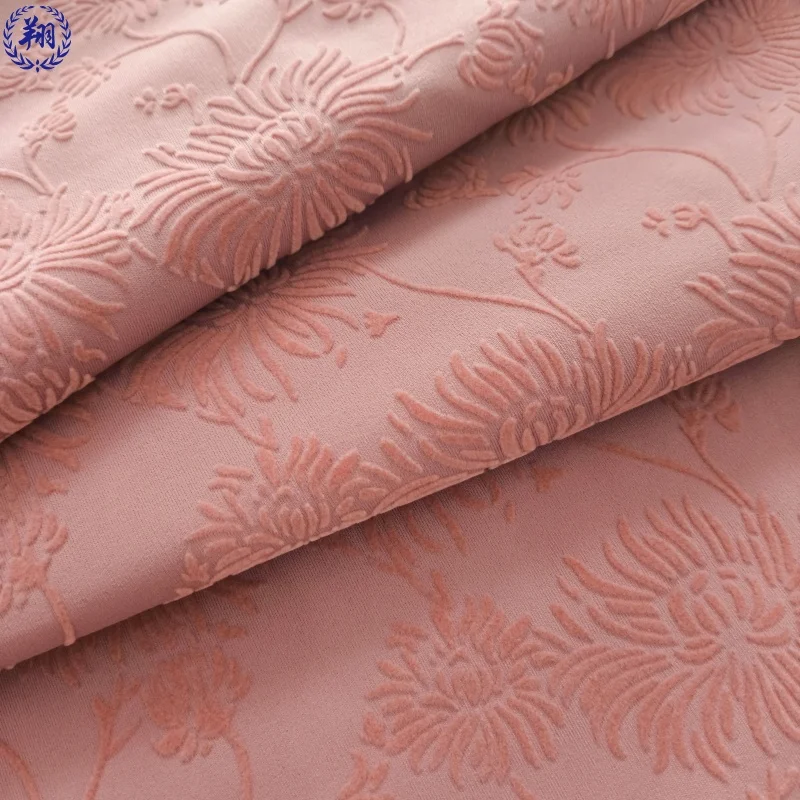 Hot selling  polyester/spandex Nylon/spandex  flocking strech knitted fabric suit for fashionwear