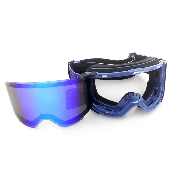 With 2 Lens, Large Spherical Frameless Snow Goggles for Men & Women, UV400 Protection Magnetic Interchangeable Ski Goggles