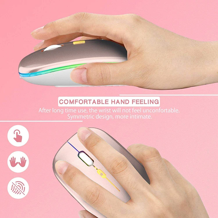 LED Rechargeable Slim Silent Mouse 2.4G Portable USB Optical Office Wireless Mouse