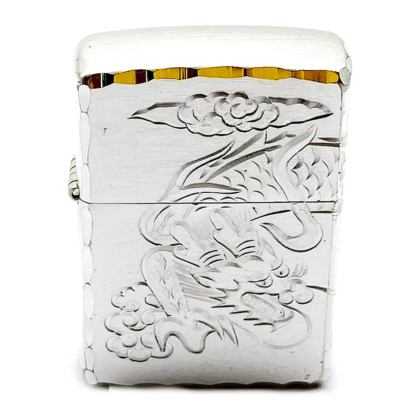 
Custom carved pattern silver cigarette lighter case ODM lighters smoking accessories design plasma lighter case 