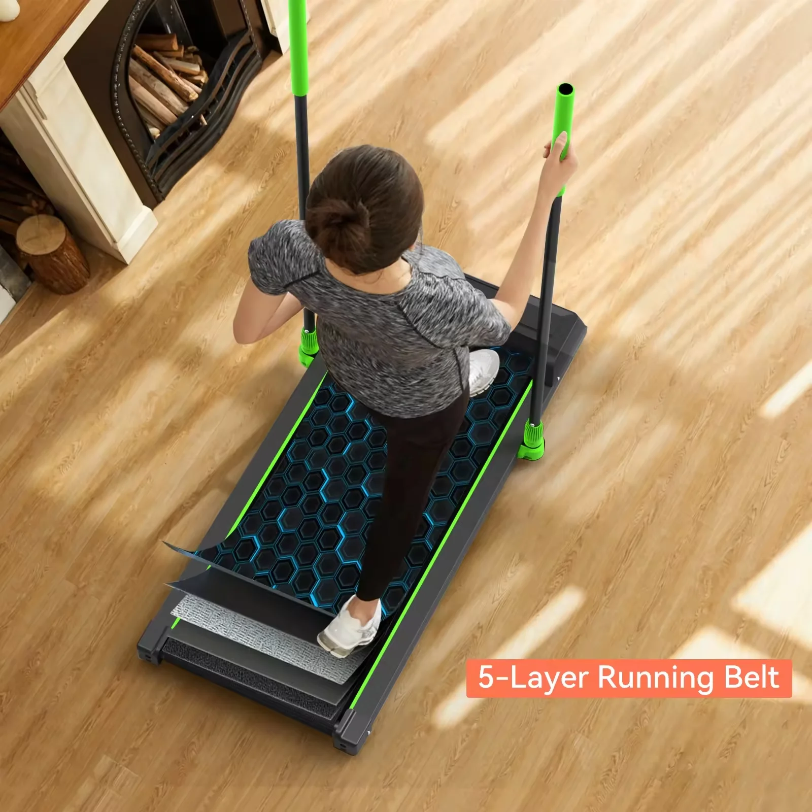 Home Use electric treadmill gym fitness mini smart treadmill with flexible handlebar control switch