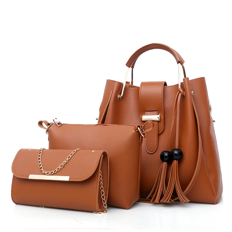 2021 Hot Sale Wholesale Ladies Purses 3pcs Set Handbags Luxury PU leather Tote Bags Lady Purse Hand Bags Fashion Women Handbag