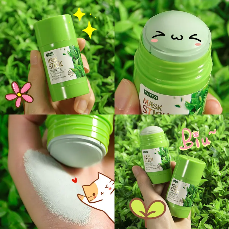 Custom Clay Mask Stick Facial Skin Care Matcha SkinCare  Purifying Refreshing Hydrating Face Mud Solid Green Tea Mask Stick