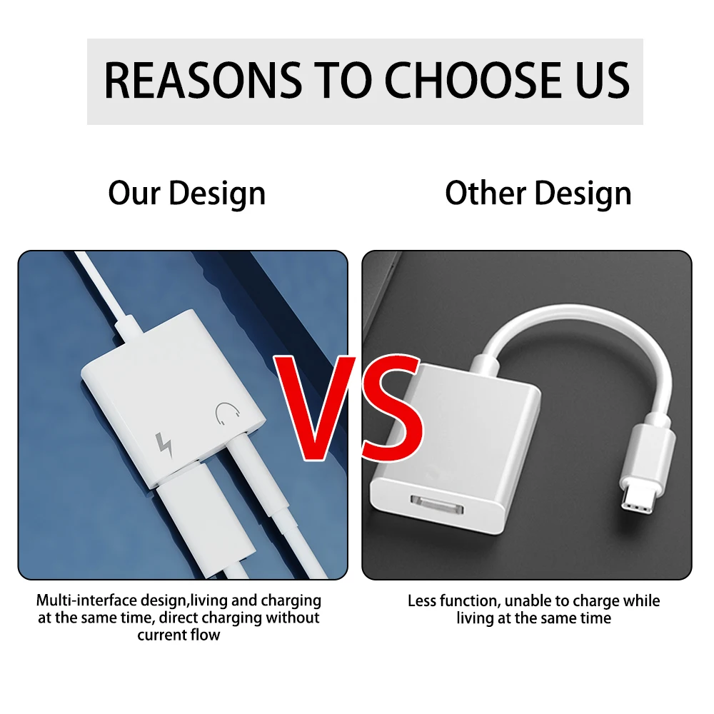  2 in 1 type c to 3.5mm audio adapter USB C jack Splitter for Earphone DAC chip with PD 18W charging