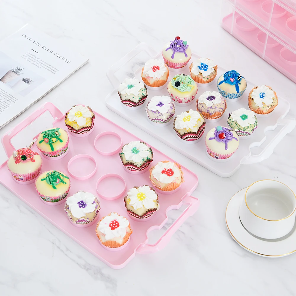 2 layer pp plastic rectangle cup cake container