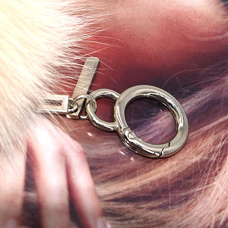 14cm Fashionable fox fur ball keychain/bag charm colorful fur pompoms