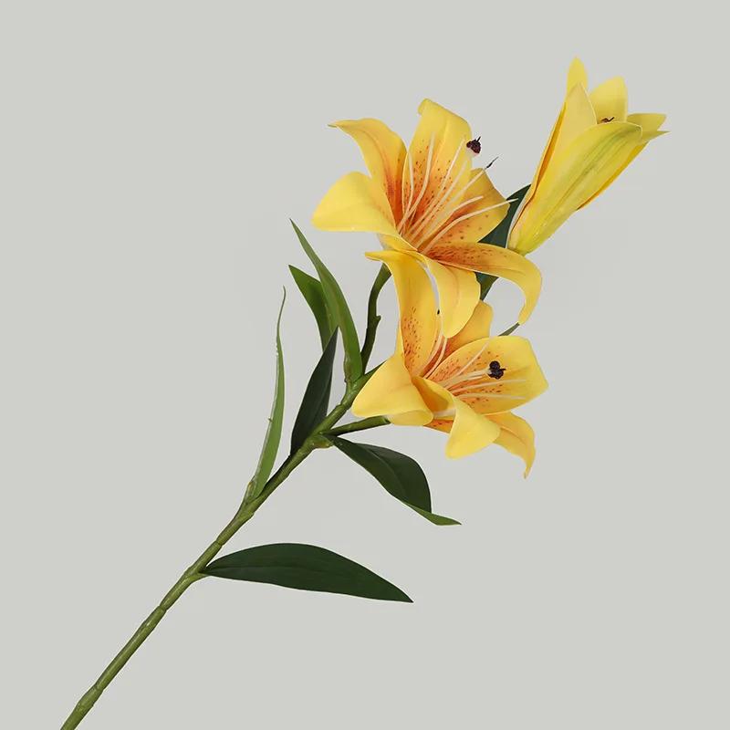 Wholesale cheap artificial flower lily 3 head flower home decoration artificial lily flowers