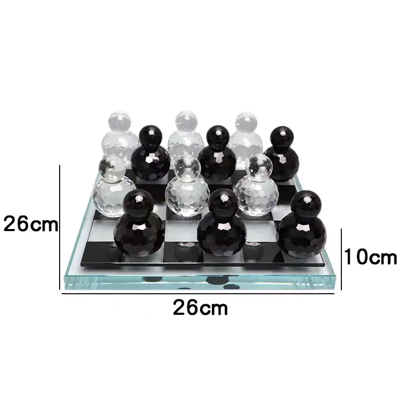 Custom Made Plexiglass Chess Set Luxury Black & Clear Acrylic Checkers Set