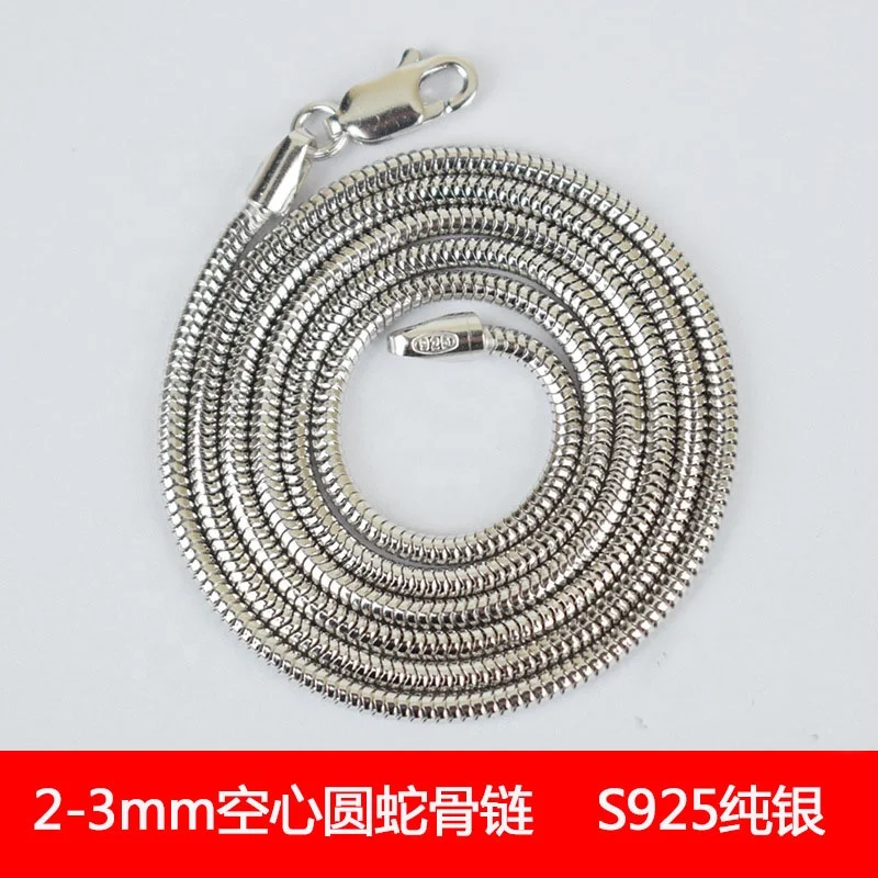 Классический 925 стерлингового серебра 3 мм Змея Кость цепи ожерелье и браслет шарма ювелирных изделий
