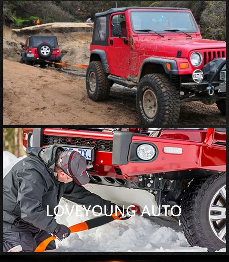 12T 3M/6M/9M 4x4 Off-road Kinetic Recovery Rope double braided Nylon Towing rope kit for car tools+U shackle