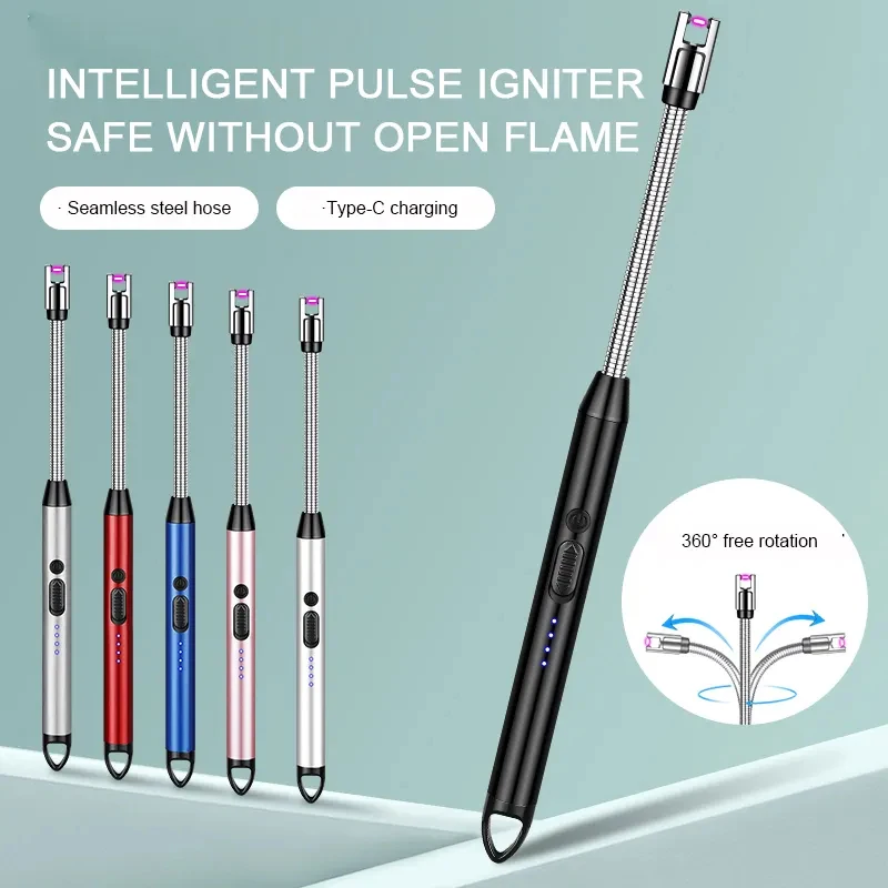 2024 Fren Company New  Custom Logo Smart  Luxury Metal Usb Arc Electric Rechargeable Candle Lighter