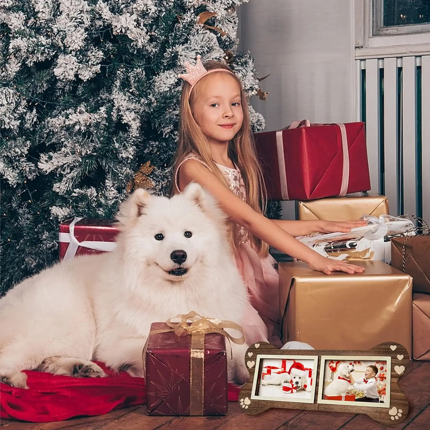 4x6 Two Collage Pet Memorial Bone Paw Print Frame Pet Dog Bone Picture Photo Frame For Dog Lovers