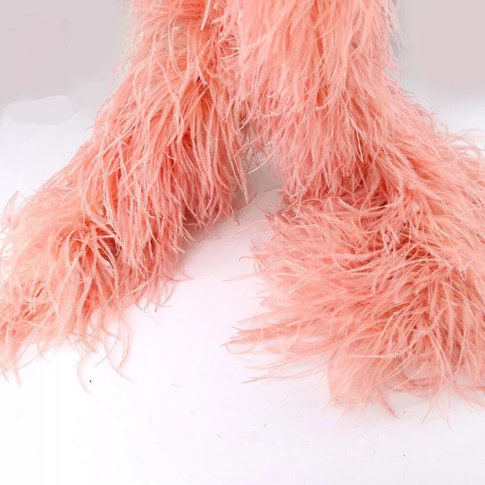 Wholesale Direct Sales White Fluffy Ostrich Feathers Boa For Diy Craft Sewing Trim Home Wedding Party Christmas Decoration 5ply