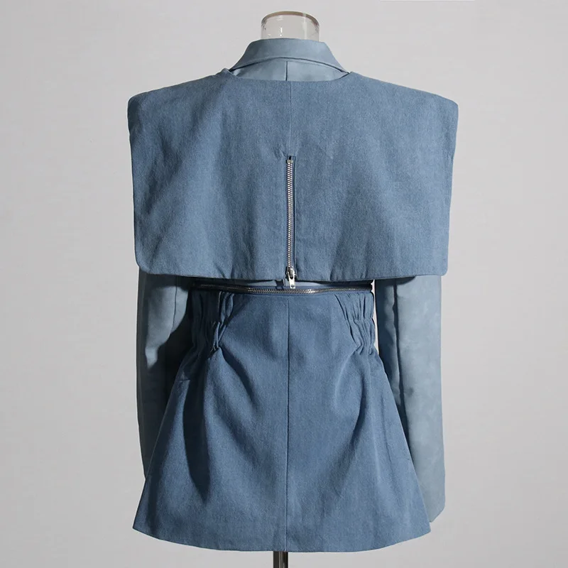 bettergirl 2023 Autumn New retro Korean style niche design stitching long sleeve casual waist tight slimming denim jacket women