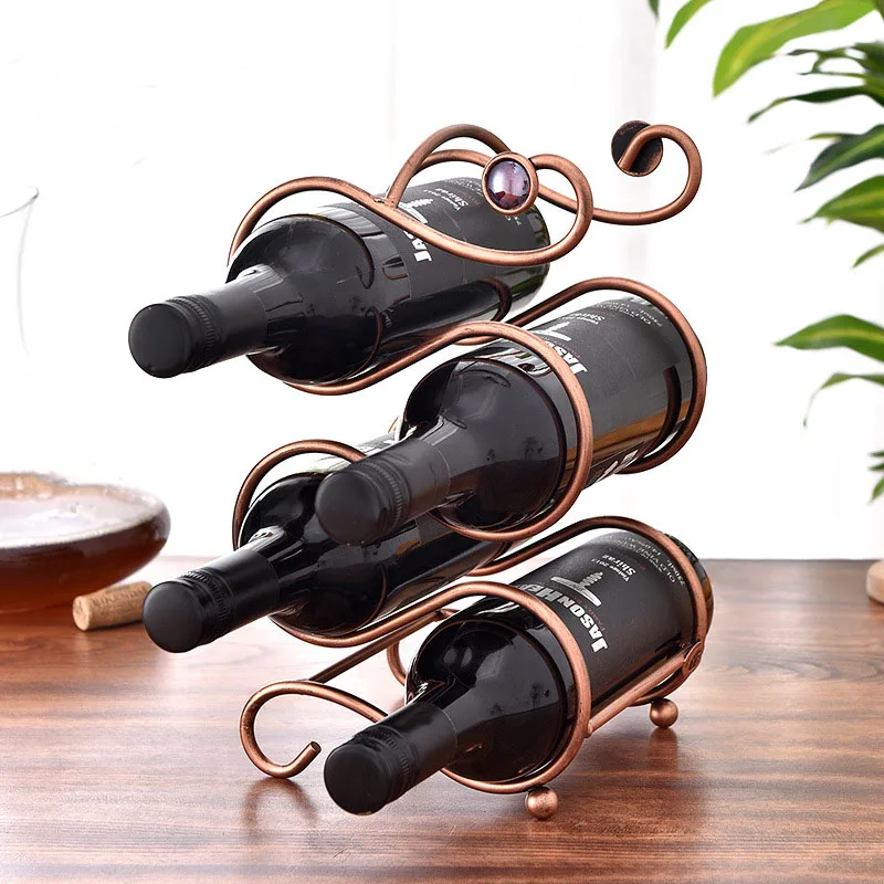 New European-style S-shaped wrought iron wine display racks for home decoration