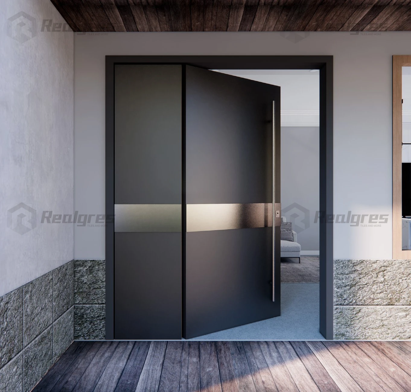 Realgres Designs Entrance Pivot Door-unlocked Stainless Steel Main Sliding System Wooden Exterior Double Doors for Sale