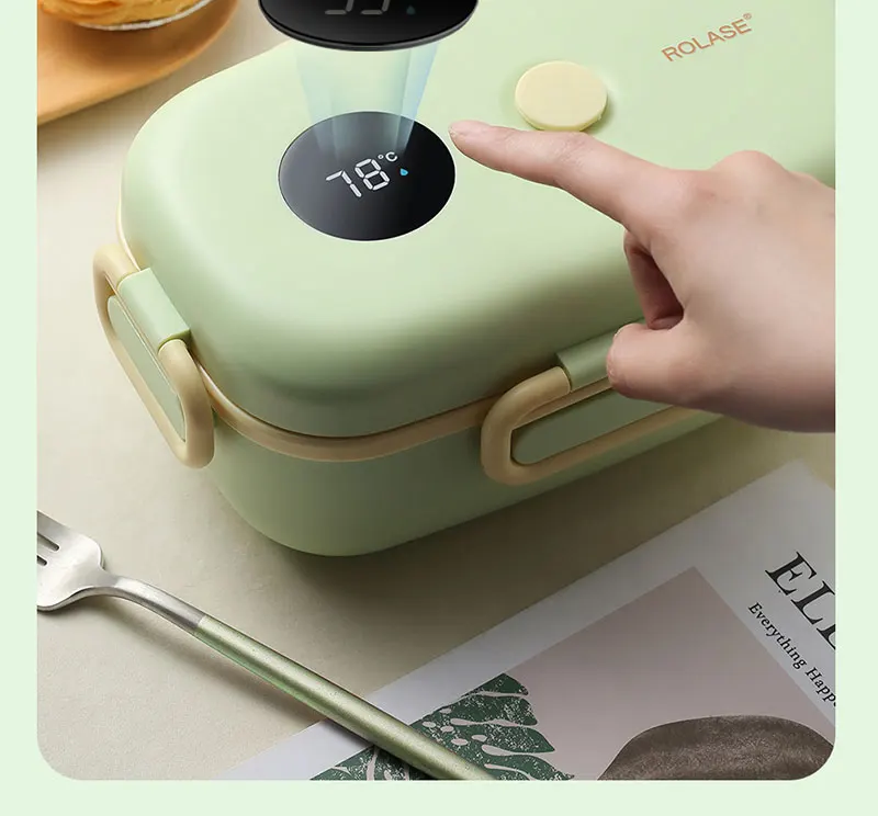 New Bento Box Portable 1000ML Intelligent Temperature Display Thermal Vacuum Warmer Food Containers No Water Electric Lunch Box