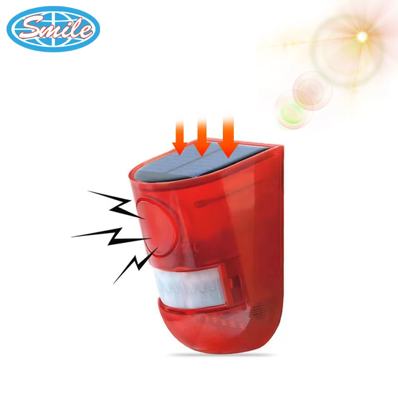 2022 Factory Directly Sell Solar Alarm System Solar Security light PIR Motion Sensor IP65 Solar Siren Solar intruder Alarm Light