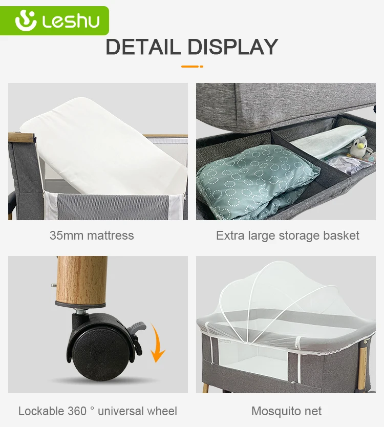 Modern Baby Crib Cot Next To Me Baby Bed Crib Luxury New Born Bedside Sleeper Bassinet Cheap Baby Crib for 0-12 Months