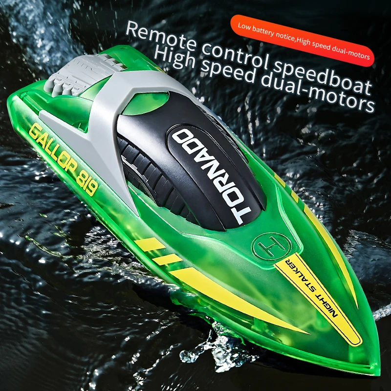 Cheap speedboat toys 2.4ghz 60m radio control water boat 15km/h simulation vessel speedboat with dazzling light