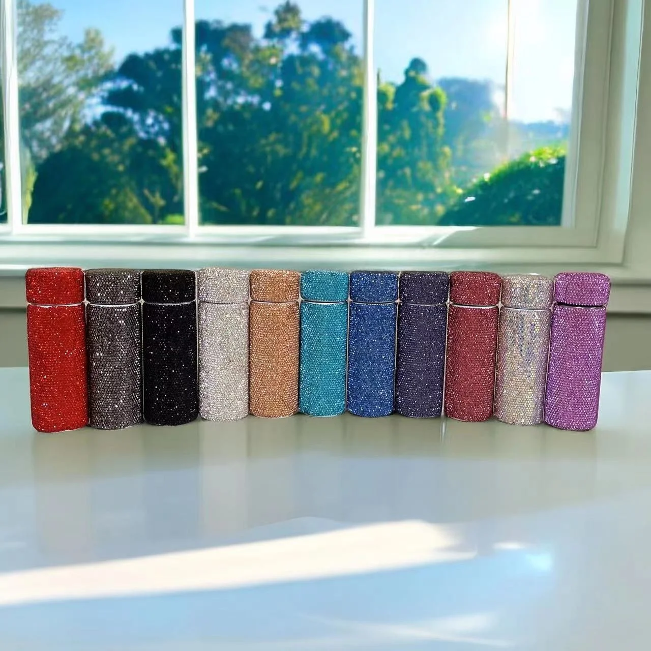 Crystal Rhinestone Diamond Mug Portable Pocket Car Coffee Insulated Flask Thermos Tumbler Bling Vacuum Cup