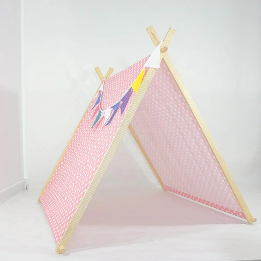 Factory OEM Indoor Outdoor  Kids Play Toy Canvas Cotton  Teepee Tents a Frame Sleepover Tent for Celebration