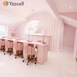 Yoocell hot selling 360-degree swivel adjustable Gas lift+electroplated base salon pink pink beauty salon stool